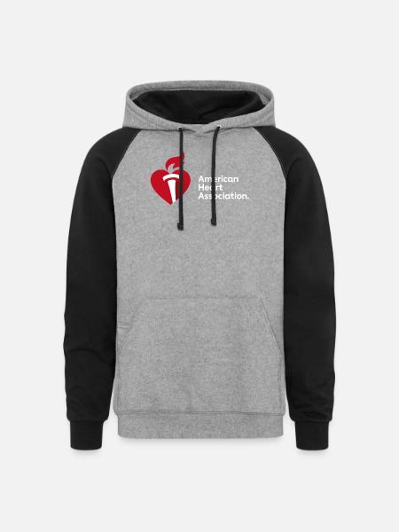 AHA Logo Long Sleeve - Unisex Colorblock Hoodie - heather gray/black