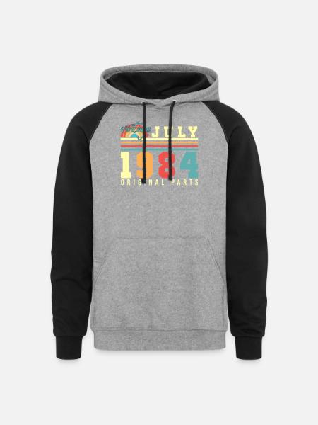 Original July 1984 - Unisex Colorblock Hoodie - heather gray/black