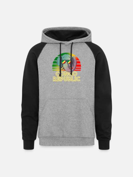 Congo Republic - Unisex Colorblock Hoodie - heather gray/black