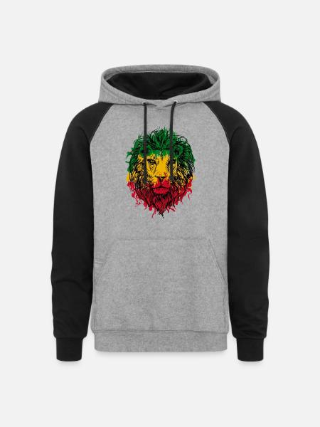 Africa map rasta lion - Unisex Colorblock Hoodie - heather gray/black