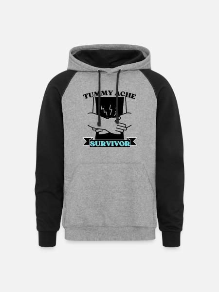 Tummy Ache Survivor - Unisex Colorblock Hoodie - heather gray/black