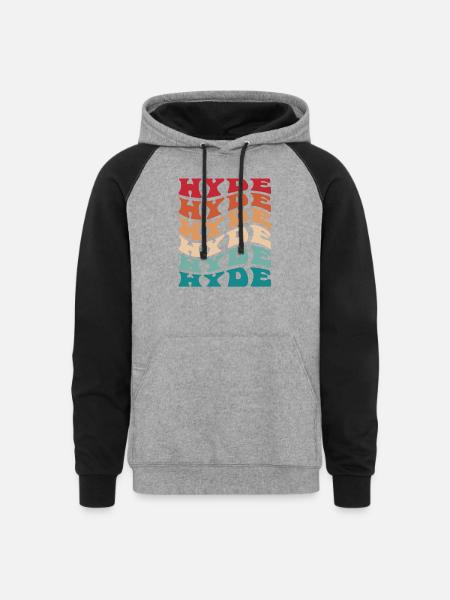 Funny Personalized Hyde Name Themed Apparel - Unisex Colorblock Hoodie - heather gray/black