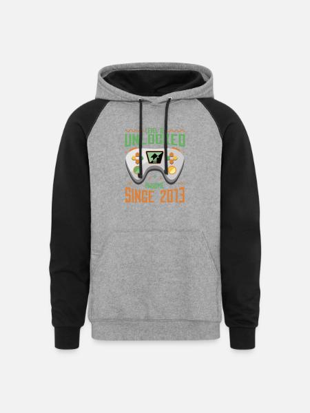 Birthday gaming joystick - Unisex Colorblock Hoodie - heather gray/black