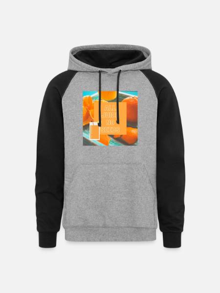 ALL JUICE NO SEEDS - Unisex Colorblock Hoodie - heather gray/black