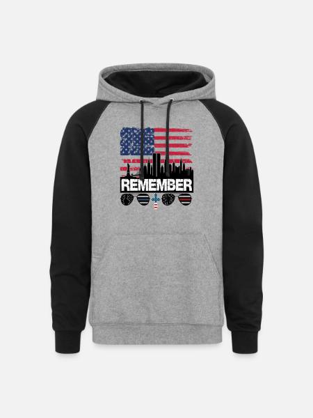 911 Anniversary - Unisex Colorblock Hoodie - heather gray/black