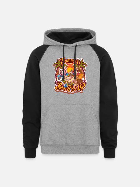 Summer beach party - Unisex Colorblock Hoodie - heather gray/black