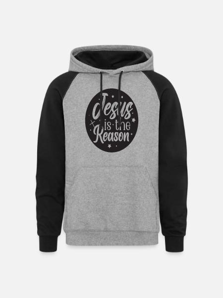Jesus is the Reason - Unisex Colorblock Hoodie - heather gray/black