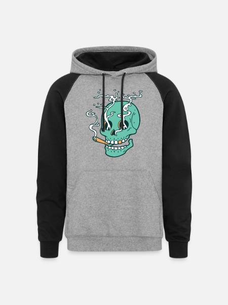 Smoked skull - Unisex Colorblock Hoodie - heather gray/black
