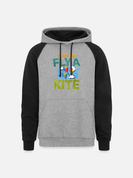 Kite Flying - Unisex Colorblock Hoodie - heather gray/black
