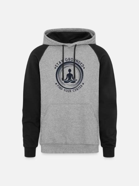 Meditative Silhouette - Unisex Colorblock Hoodie - heather gray/black