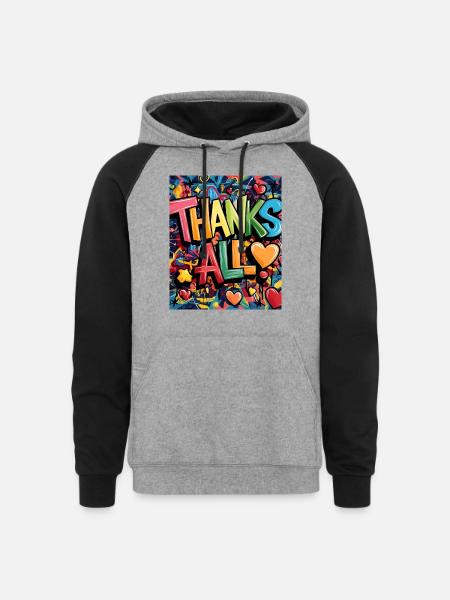 thanks - Unisex Colorblock Hoodie - heather gray/black