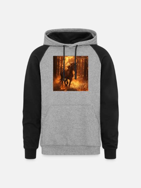 Horse - Unisex Colorblock Hoodie - heather gray/black