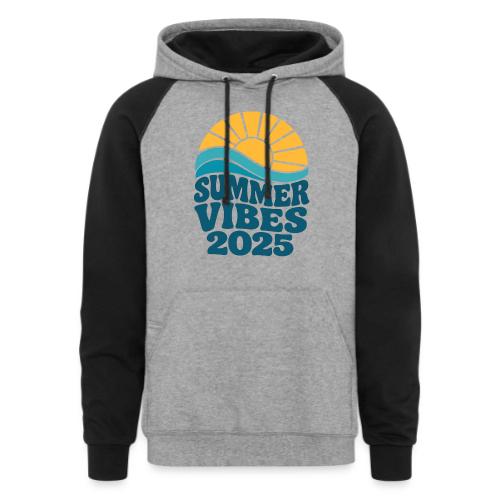 Summer Vibes 2025 Retro Sunset T-Shirt | Fun Beach - Unisex Colorblock Hoodie