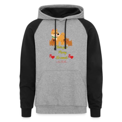 Cute Dog Family Love – “I Love You Purry So much - Unisex Colorblock Hoodie