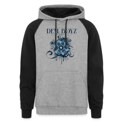 Flower Splash Blues - Unisex Colorblock Hoodie