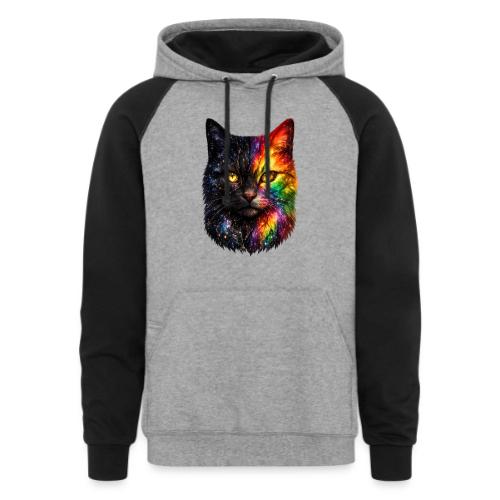 Cosmic Galaxy Rainbow Cat - Unisex Colorblock Hoodie
