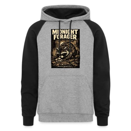 Midnight Forager Raccoon Mushroom Hunter - Unisex Colorblock Hoodie