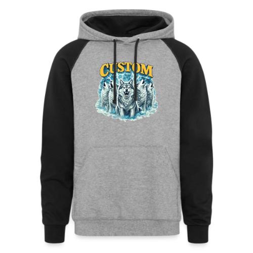 Custom Wolf Pack Howling Moon Vintage Wilderness - Unisex Colorblock Hoodie