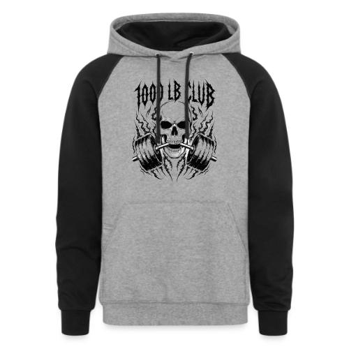 1000 LB Club Skull Barbell Powerlif - Unisex Colorblock Hoodie