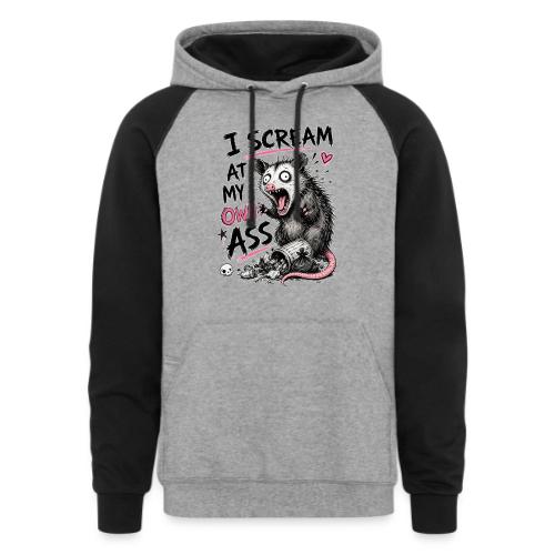 Funny Opossum Screaming Graphic Tee - Unisex Colorblock Hoodie