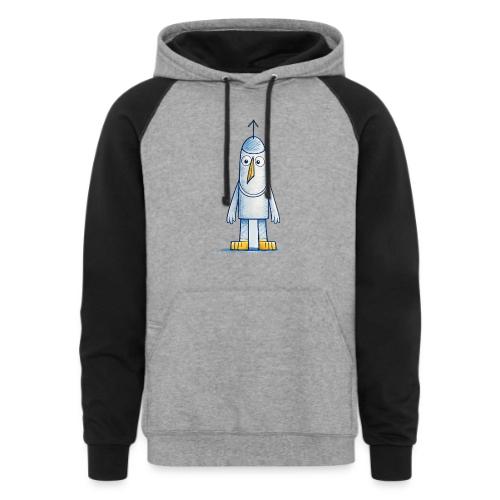 Funny Doodle Bird Character - Unisex Colorblock Hoodie