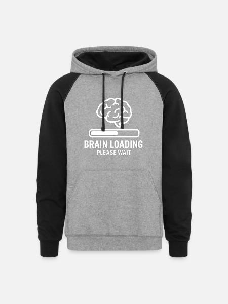 Brain Loading Please Wait - Unisex Colorblock Hoodie - heather gray/black
