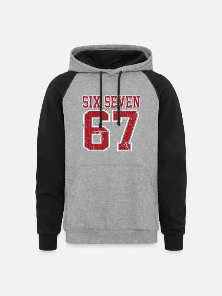 67 - Six Seven SixSeven 6-7 - Unisex Colorblock Hoodie - heather gray/black