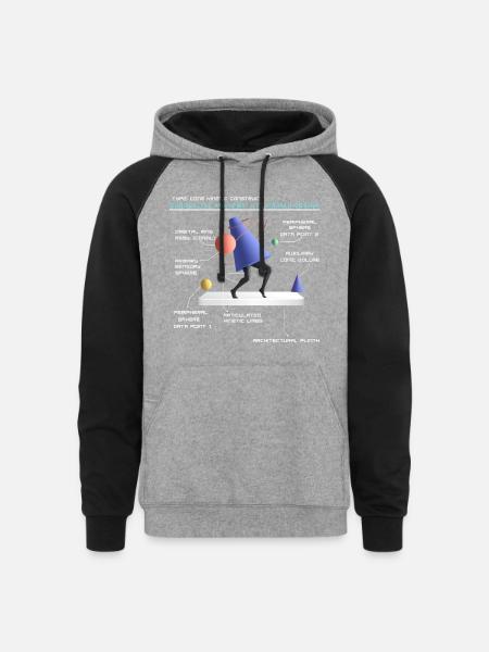 Retro Futuristic Cone Kinetic Construct T-shirt - Unisex Colorblock Hoodie - heather gray/black