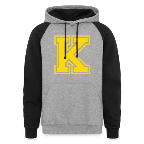 Letter k – Capital Athletic Alphabet Monogram - Unisex Colorblock Hoodie
