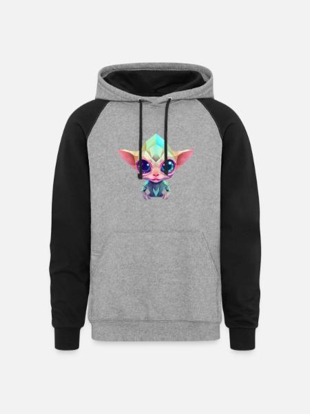 Polygon Alien - Unisex Colorblock Hoodie - heather gray/black
