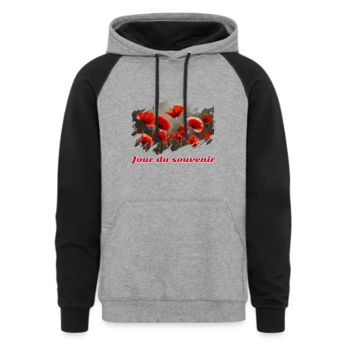 Remembrance Day with Poppies - Unisex Colorblock Hoodie