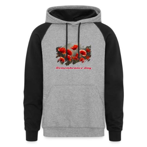 Remembrance Day with poppies - Unisex Colorblock Hoodie