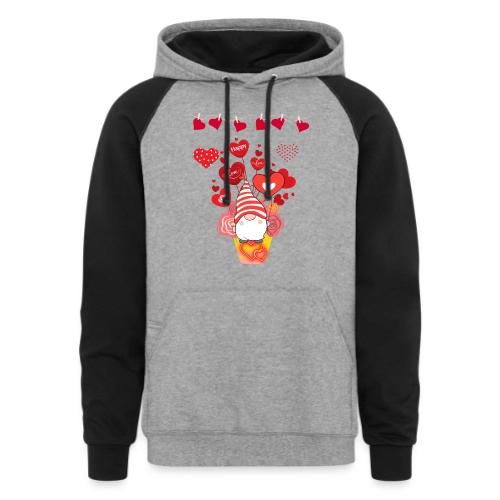 Design wrapped in love hearts, vibrating in love. - Unisex Colorblock Hoodie