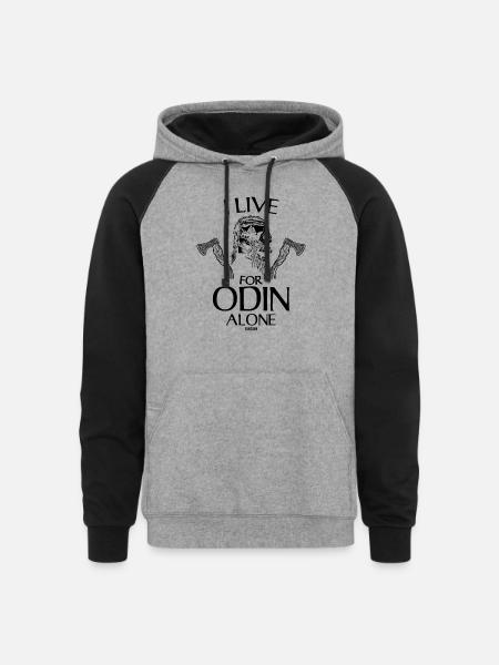 Odin Viking God - Unisex Colorblock Hoodie - heather gray/black