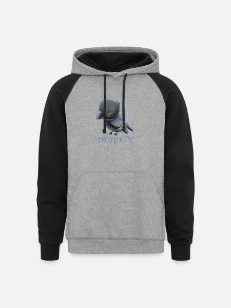 CROW / RAVENS: Raven Lunatic - Unisex Colorblock Hoodie - heather gray/black