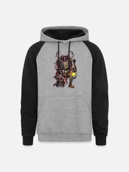 Cryptid Wendigo - Unisex Colorblock Hoodie - heather gray/black