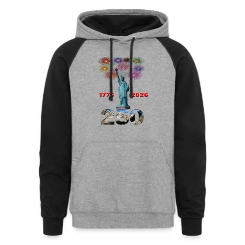 1776 - 2026 | 250 Years USA | Fireworks - Unisex Colorblock Hoodie