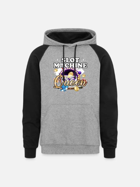 Slot Machine Queen - Unisex Colorblock Hoodie - heather gray/black