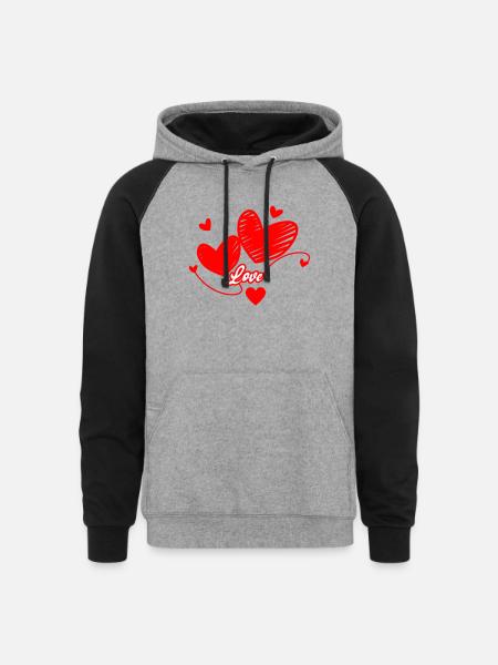 Love - Unisex Colorblock Hoodie - heather gray/black