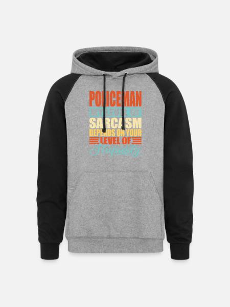 Policeman sarcasm Policeman - Unisex Colorblock Hoodie - heather gray/black