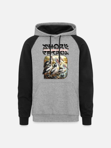 Pelecanus Shore Birds - Unisex Colorblock Hoodie - heather gray/black