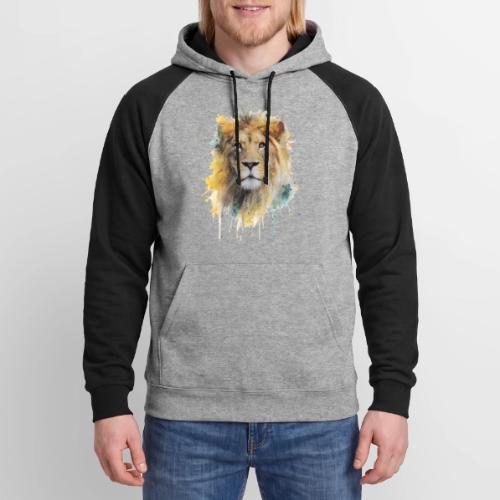 Watercolor Lion Portrait - Unisex Colorblock Hoodie