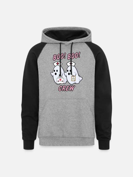 Boo Boo Crew Nurse - Unisex Colorblock Hoodie - heather gray/black