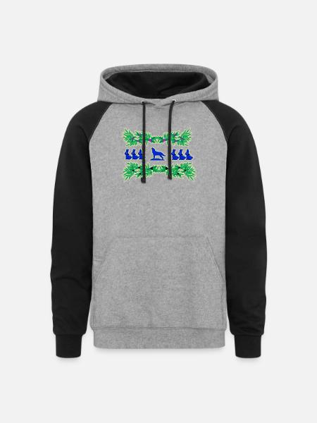 Bunny wolf ornament - Unisex Colorblock Hoodie - heather gray/black