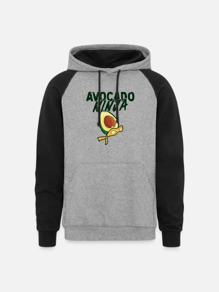 Avocado ninja - Avocado - Unisex Colorblock Hoodie - heather gray/black