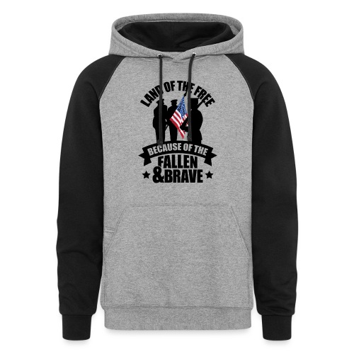 Land of Free Because of Fallen & Brave - Unisex Colorblock Hoodie