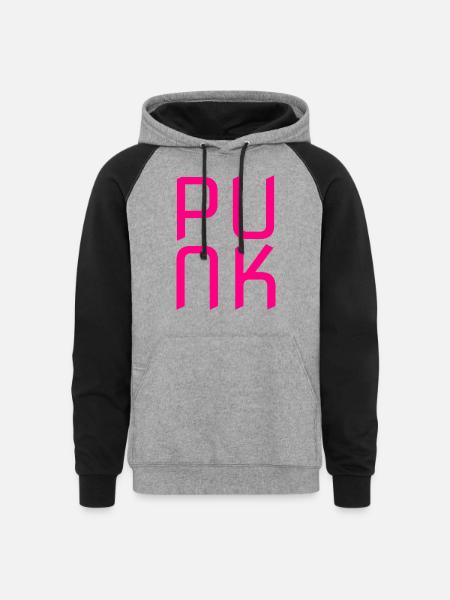 Hot Pink Punk - Unisex Colorblock Hoodie - heather gray/black