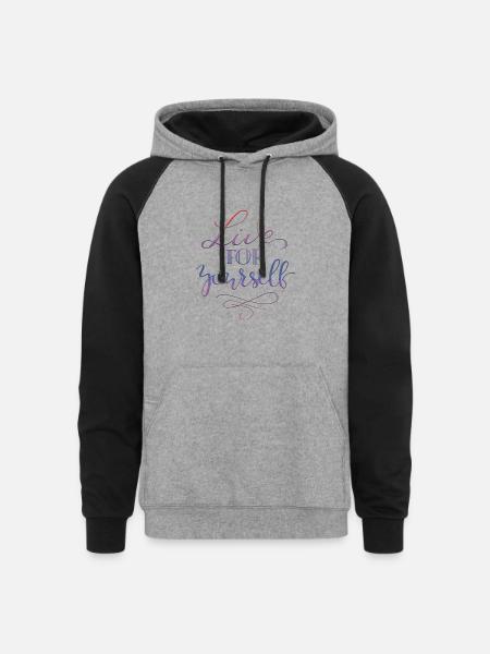 live for yourself - Unisex Colorblock Hoodie - heather gray/black