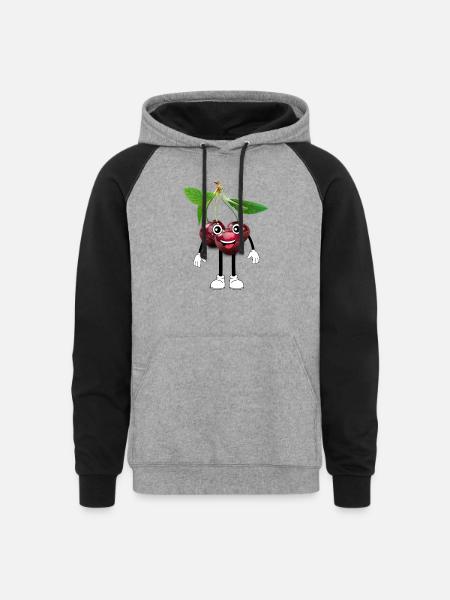 cherry - Unisex Colorblock Hoodie - heather gray/black