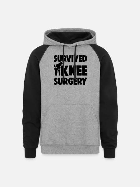 Survived Knee Surgery - Unisex Colorblock Hoodie - heather gray/black